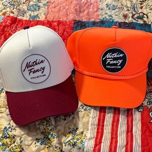 - White and Orange nuthin fancy hats